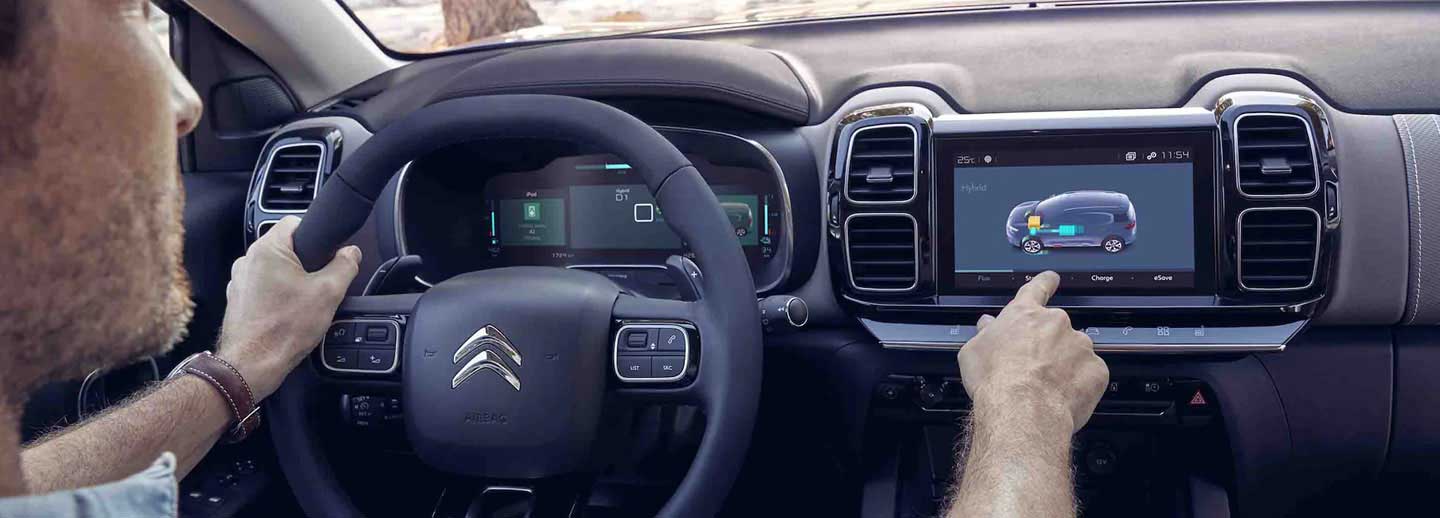 Interior view of a Citroën hybrid vehicle