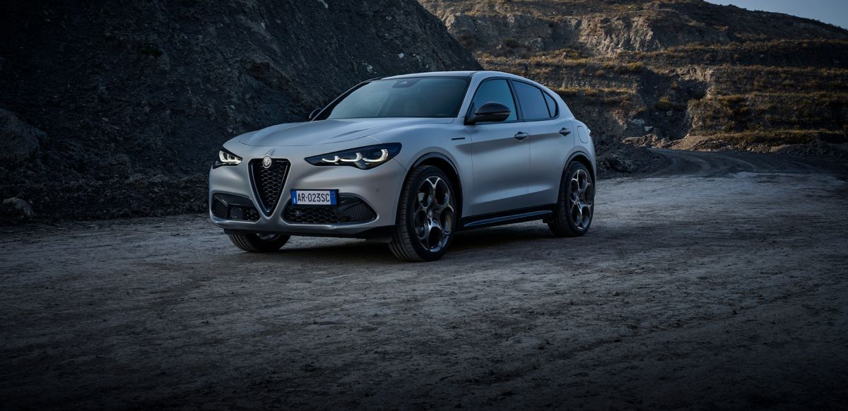 Alfa Romeo stelvio competizione mountain in background