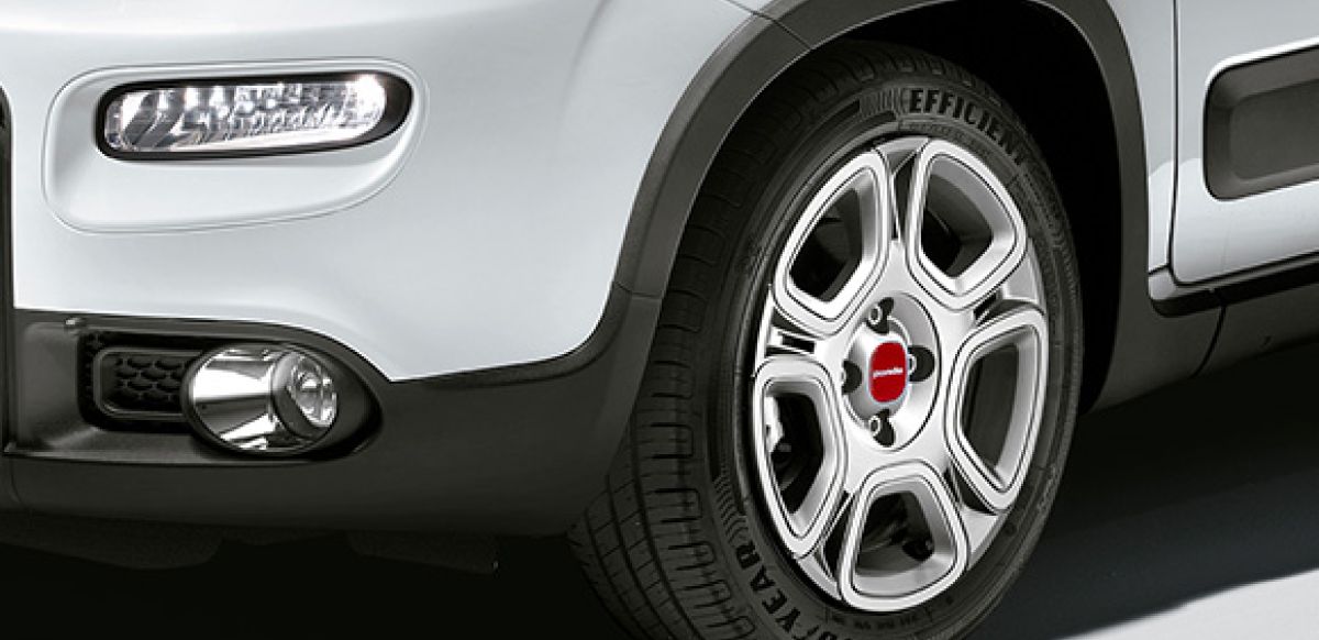 Close up of Fiat Panda wheels