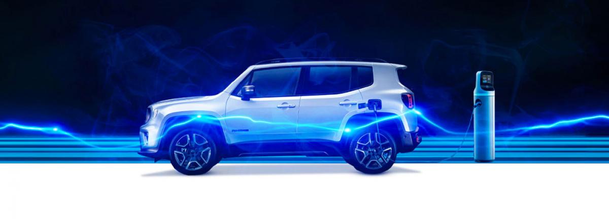 Futuristic image of jeep on charge