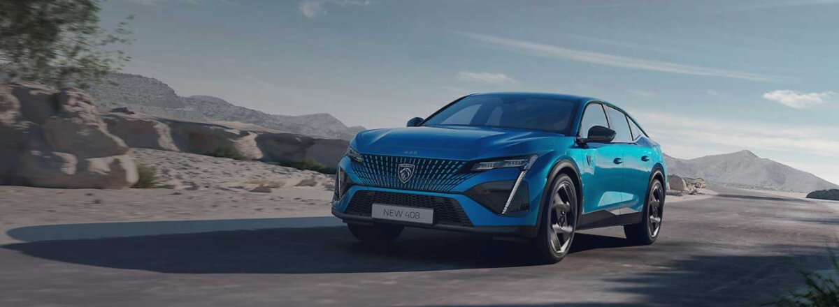 PEUGEOT 408PHEV on a desert road