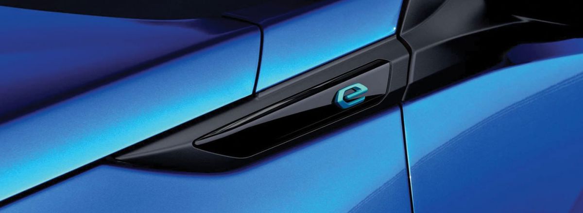 Blue Electric car badge