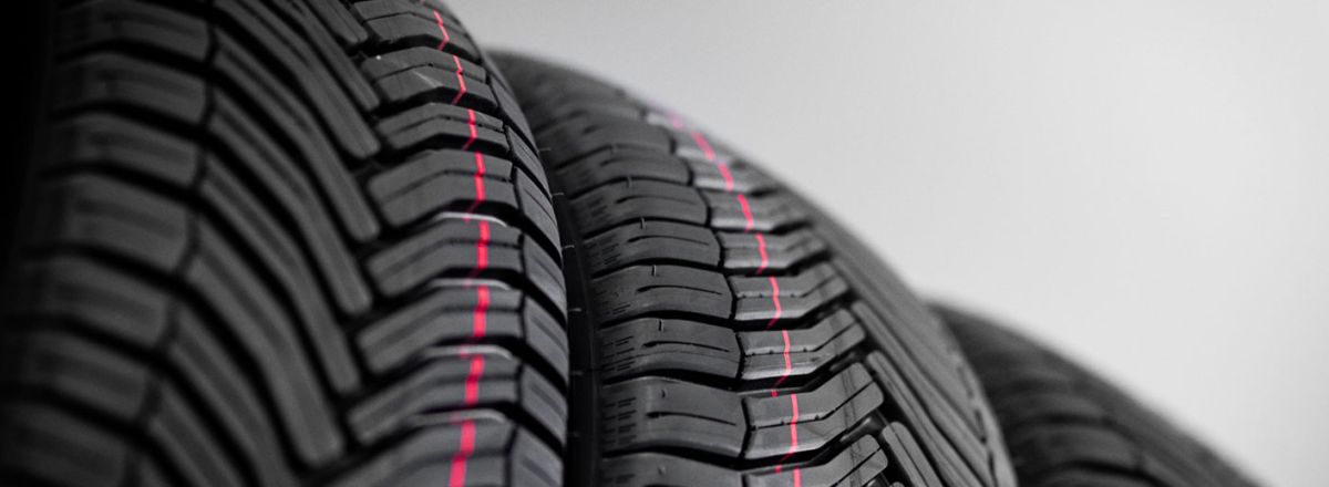 Multiple car tyres stacked