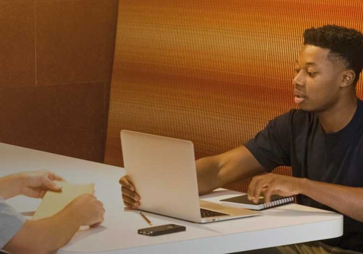 Two men having a meeting in an office