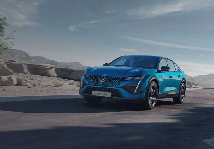 PEUGEOT 408PHEV on a desert road