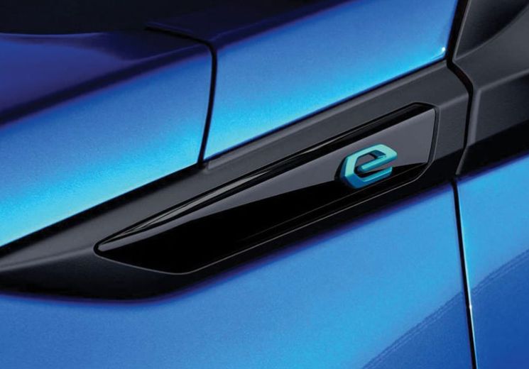 Blue Electric car badge