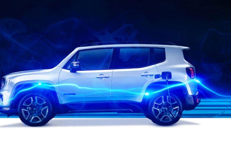 Futuristic image of Jeep Renegade on charge