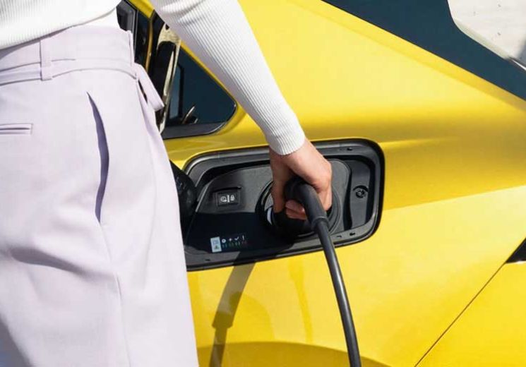Electric car being put on charge