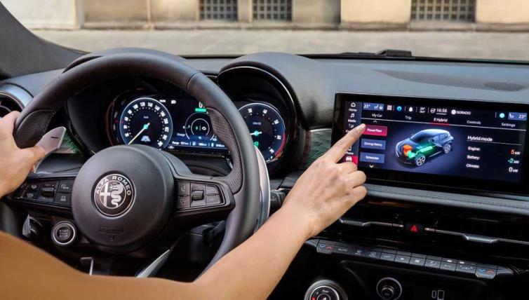 Internal shot of an Alfa Romeo hybrid car