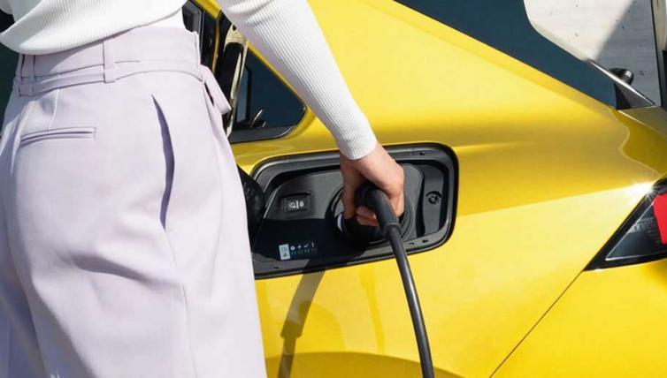 Electric car being put on charge