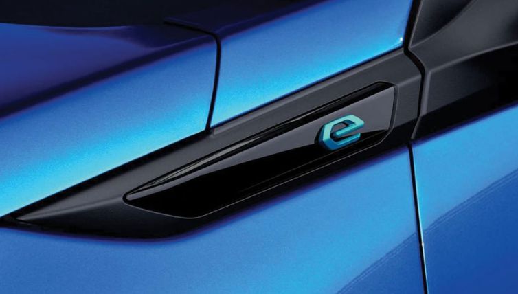 Blue Electric car badge