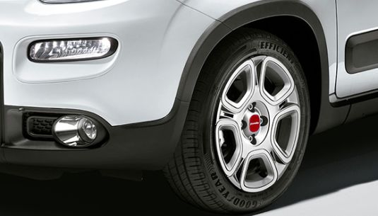 Close up of Fiat Panda wheels