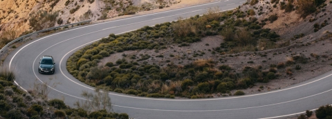 car on winding road