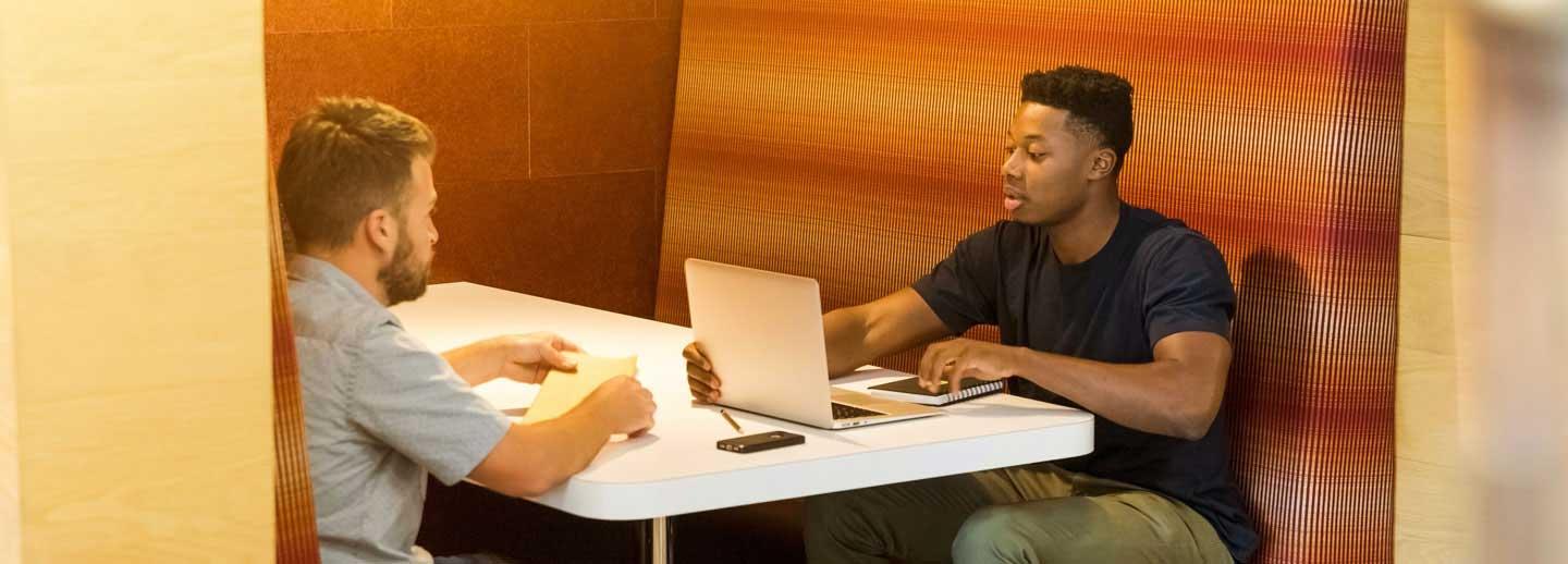 Two men having a meeting in an office