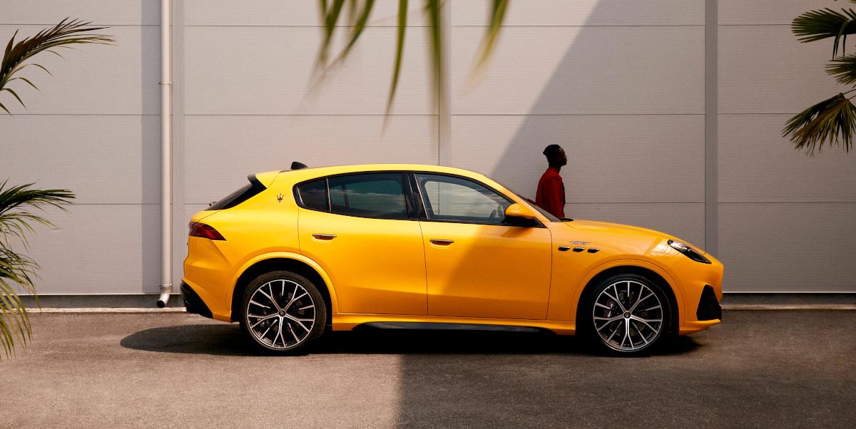 Yellow Maserati with foliage