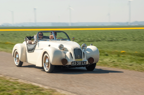 Vintage Citroen driving on runway